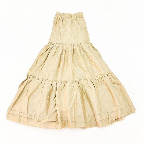 Club Monaco Khaki Ruffled Cotton Peasant Midi Skirt Size M - Picture 7 of 7